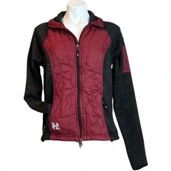 Women's Quilted Jacket - Red and Gray - Picture 3 of 8